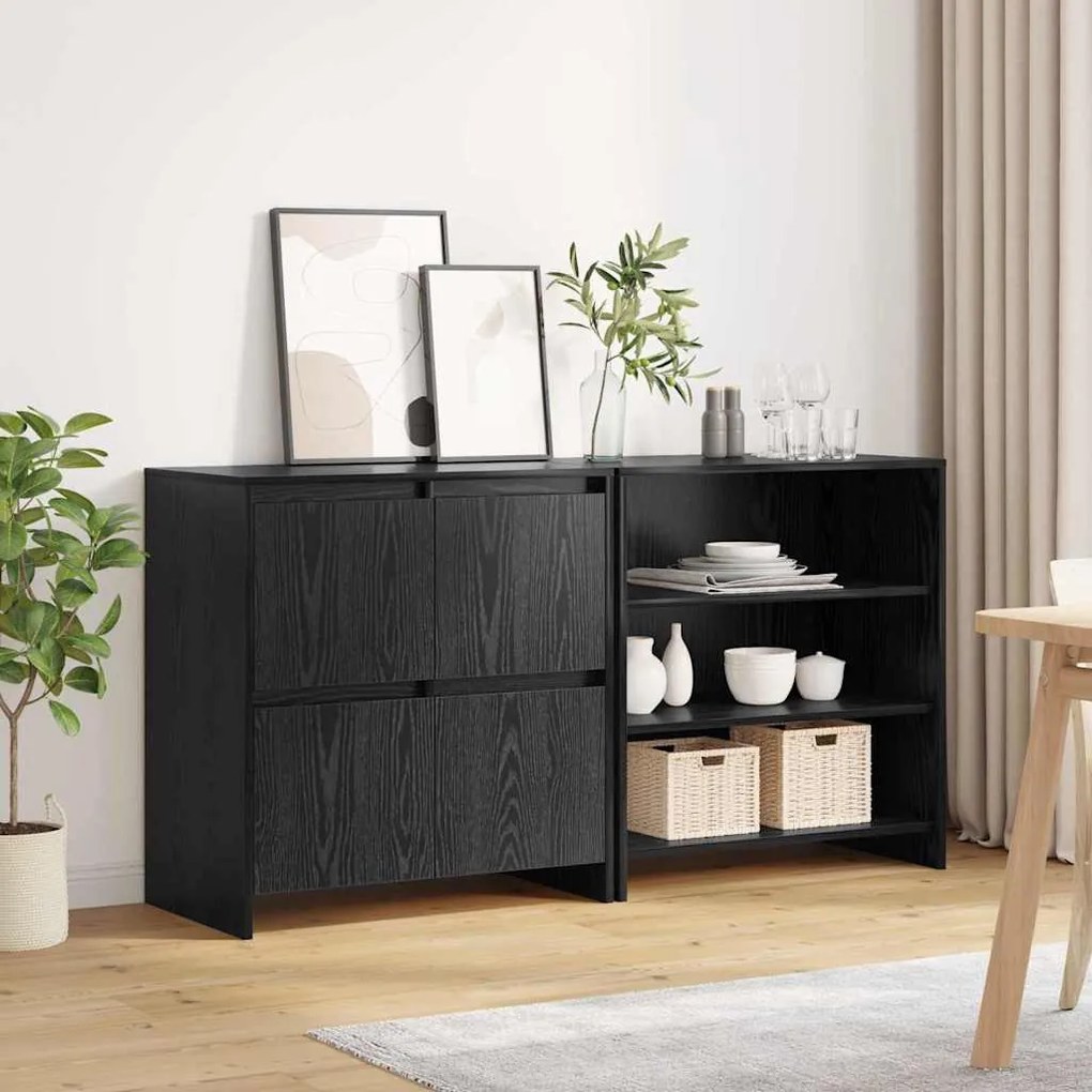 Oldalszekrények 2 pcs Musta tammi 70 x 41 x 75 cm Faanyag