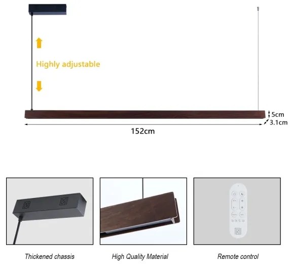 Immax NEO 07301L-LED Dimmelhető kábeles függeszték MADEIRA 33W/230V Wi-Fi Tuya 152 cm dió
