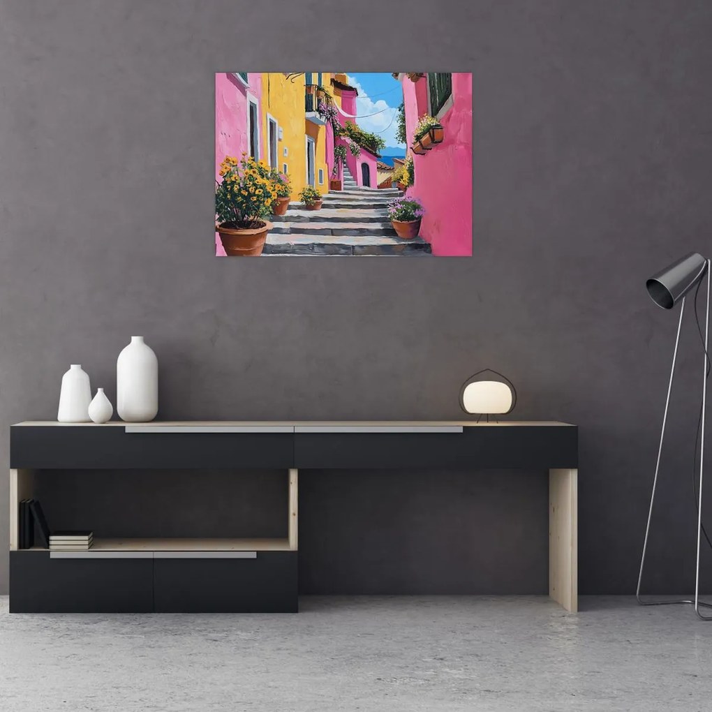 Kép - Rózsaszín sikátor (70x50 cm)