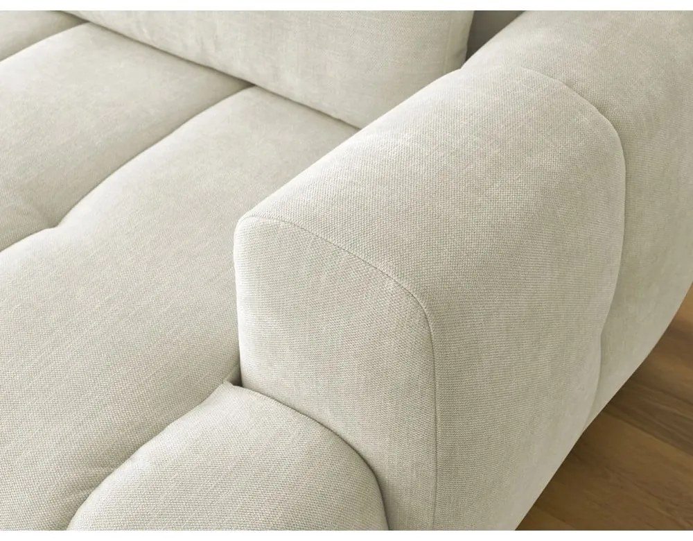 Bézs kinyitható-tárolóhelyes sarokkanapé (bal oldali-heverő résszel) Fuji – Bobochic Paris