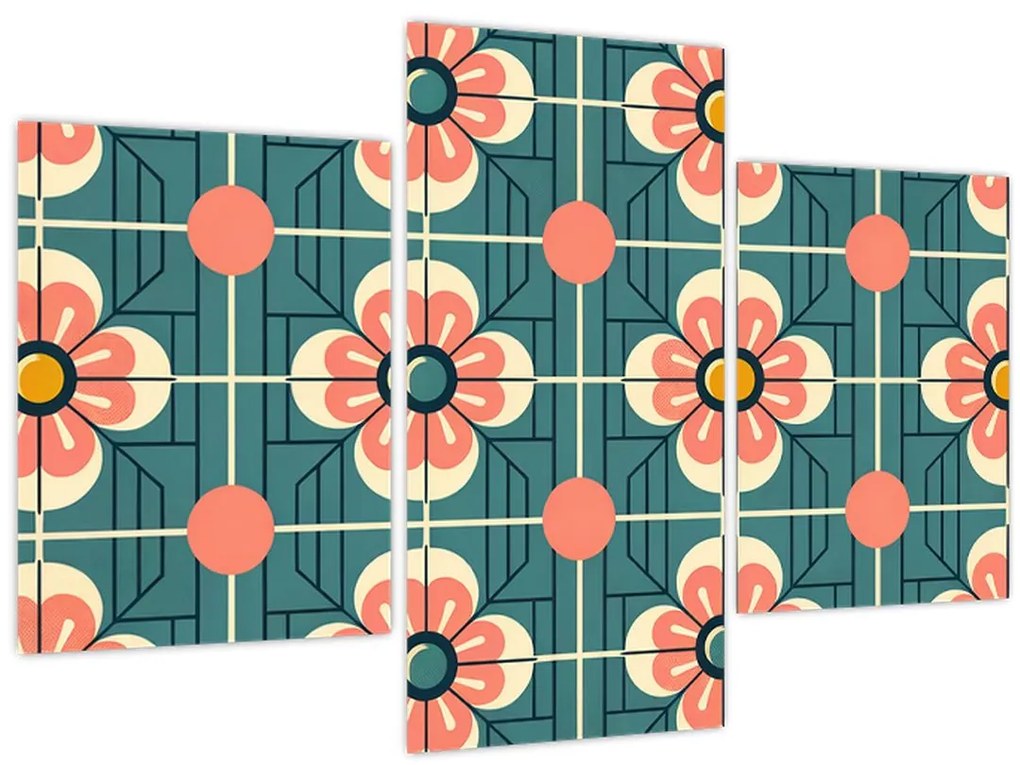 Kép - Retro virágminta (90x60 cm)