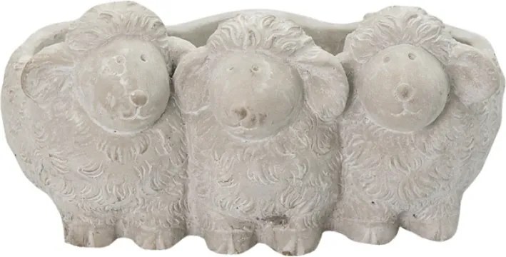 Szürke virágcserép báránykával 26x20x12 cm