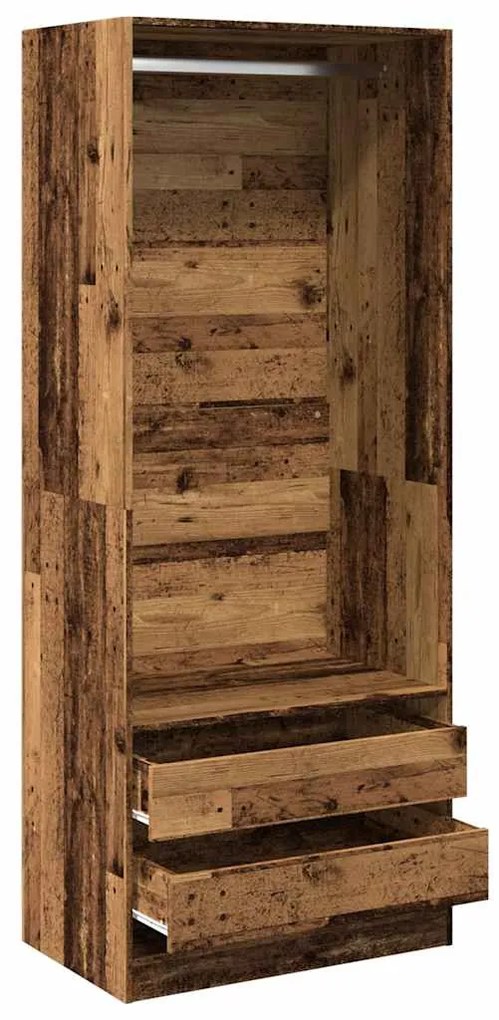 antik fa színű szerelt fa ruhásszekrény 80 x 50 x 200 cm
