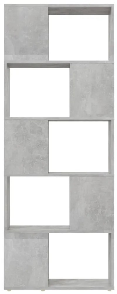 betonszürke térelválasztó könyvszekrény 60 x 24 x 155 cm