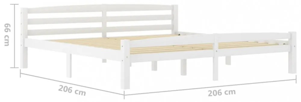 fehér tömör fenyőfa ágykeret matrac nélkül 200 x 200 cm