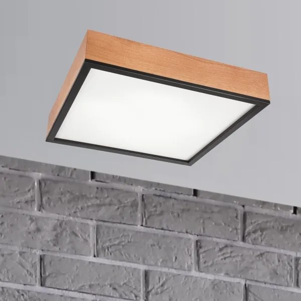 Mennyezeti lámpa OAK SQUARE 4xE27/15W/230V 48x48 cm tölgy/fekete