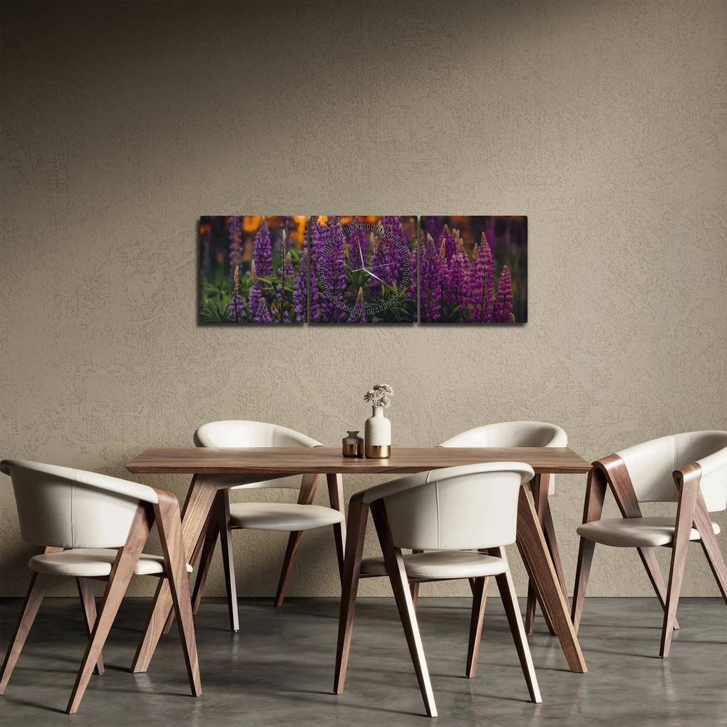 Egy csillagfürt virág képe (órával) (90x30 cm)