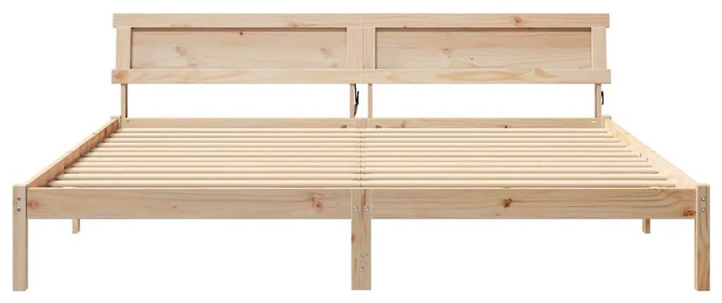 Ágykeret LED -es lámpákkal Barna 200 x 200 cm Tömör fenyőfa