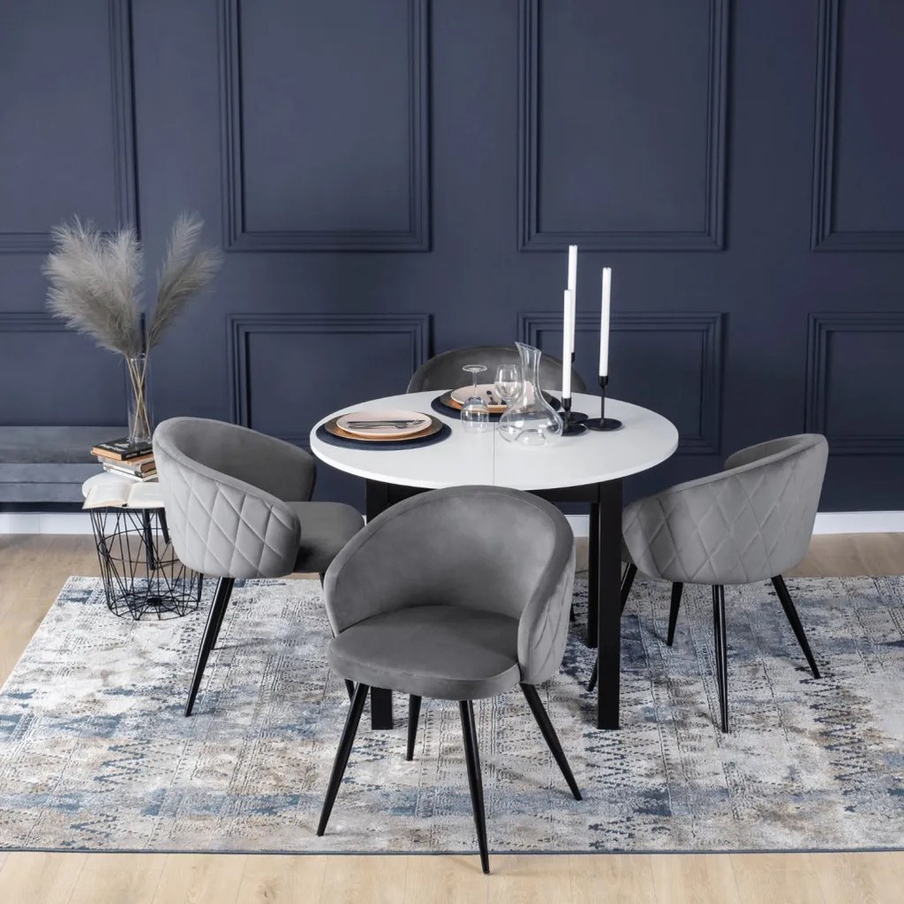 Bővíthető Étkezőasztal Fehér/Fekete Színben. HARRY 102-142 cm