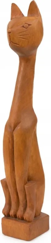 Macska szobor figura nagy cica egzotikus fából 45 cm Barna