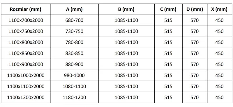 Mexen Velar L, zuhanykabin tolóajtóval 110 x 120 cm, 8 mm-es mattüveg, króm, 871-110-120-33-01