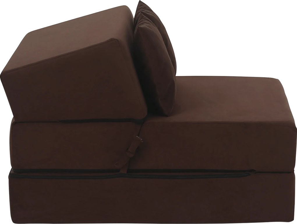 Összecsukható matrac/fotel, 2v1, barna, PELOS