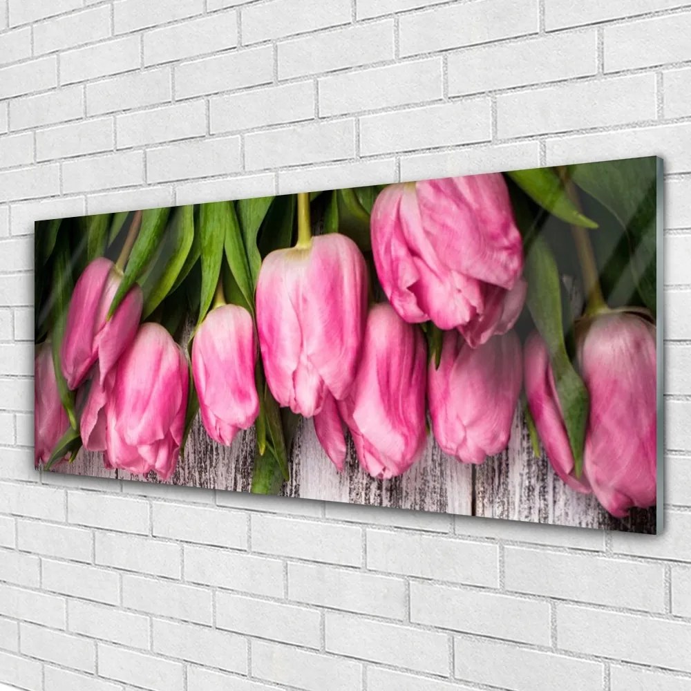 Üvegkép Tulipánok Fal 120x60cm 2 fogas