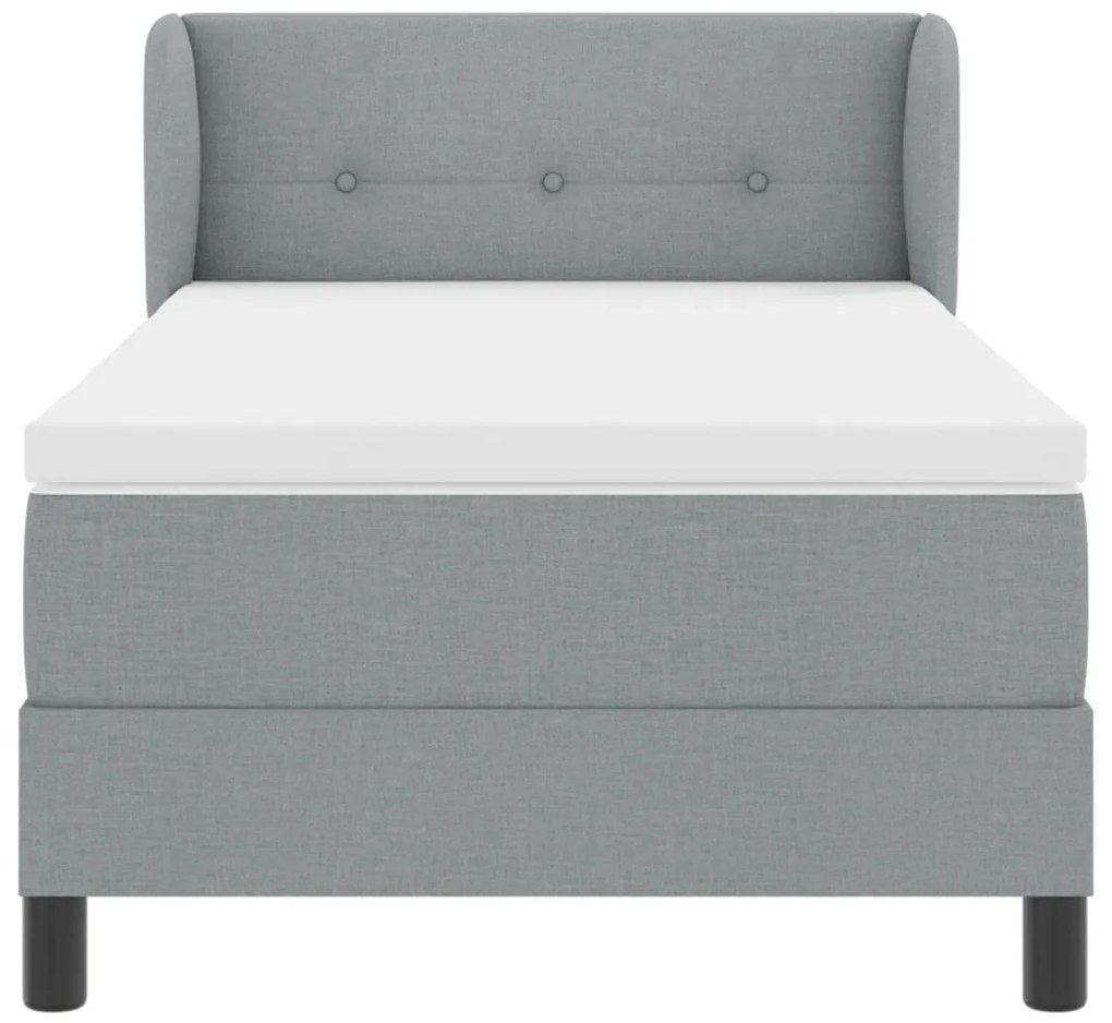 Boxspring Ágy Matrac Készlettel - Világosszürke, 90x200 cm, Szövet