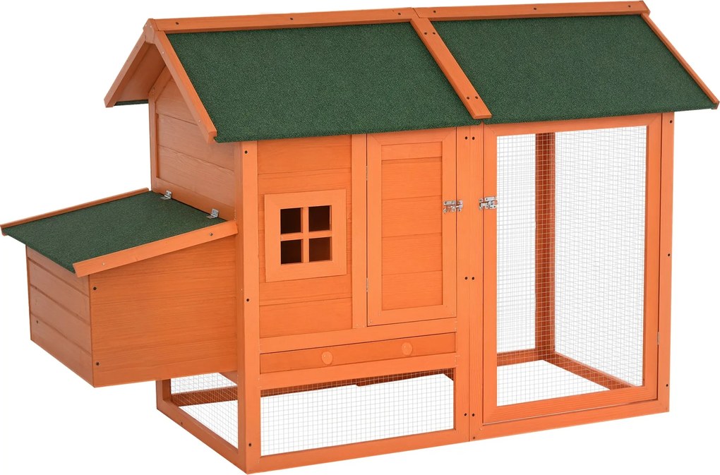 PawHut Előregyártott Fa Tyúkól Fészekboxzal Tojótyúkoknak, Tyúkcserép Levehető Tálcával a Kertbe, 170x74x106 cm | Aosom