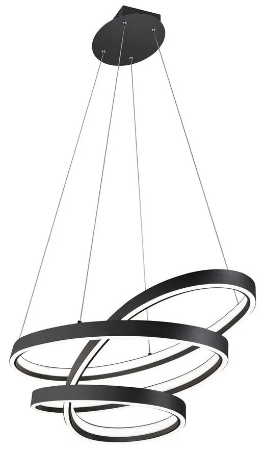 Fekete LED függőlámpa hangvezérléssel-mobil alkalmazás vezérléssel, fém búrával Ciola – CINQUE