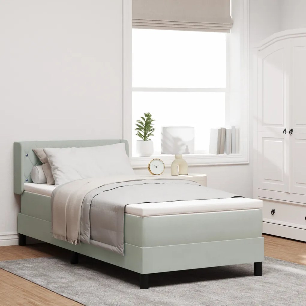 Boxspring Ágy Matrac Halandó Szürke 90x190 cm Bársonyos
