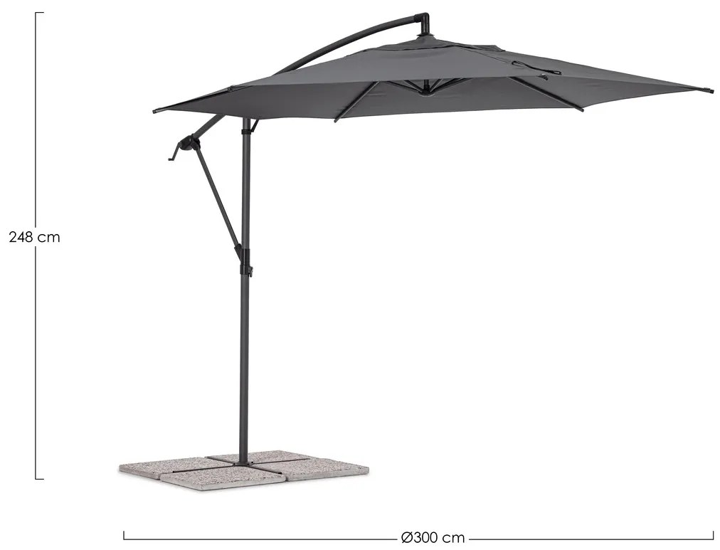 Tropea Kerti /terasz napernyő, Bizzotto, Ø 300 cm, oszlop Ø 46-48 mm, acél/poliészter, sötétszürke