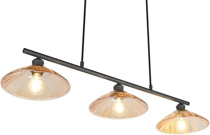 Fekete-borostyán színű fém függőlámpa üveg búrával Eluna – Reality