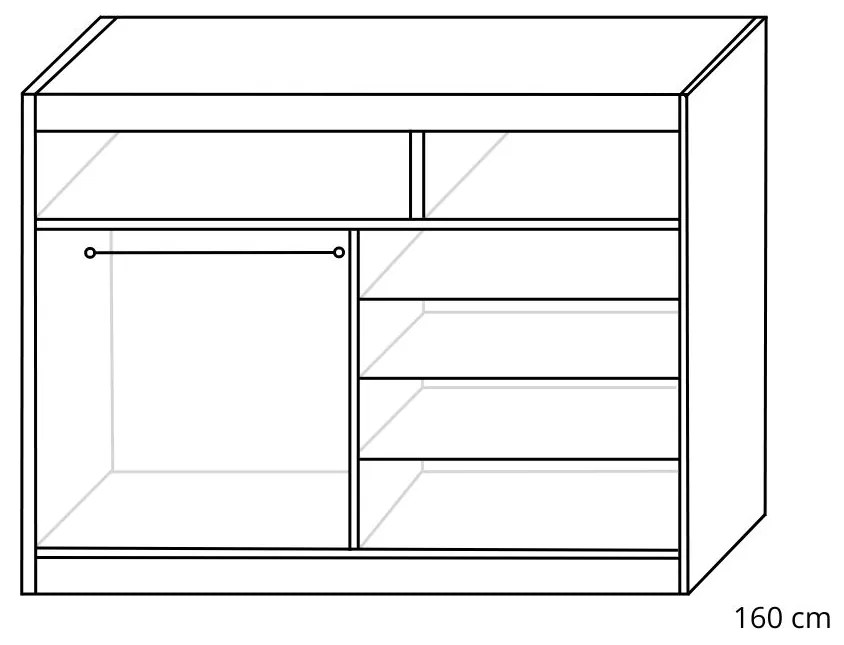 GALAN tolóajtós ruhaszekrény, 180x216x61, wenge