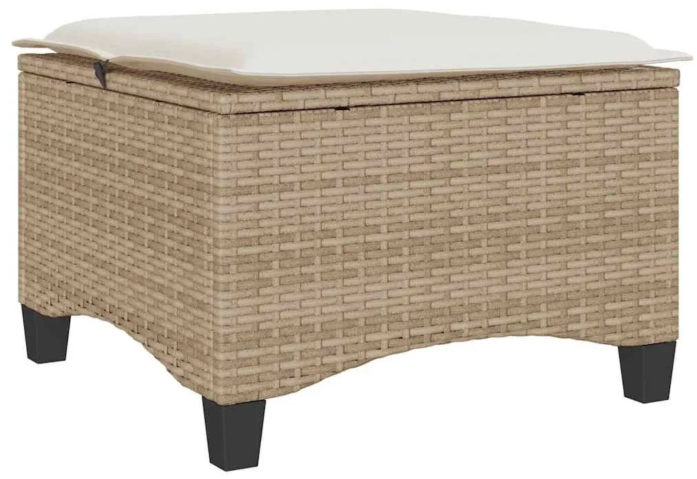 2 db bézs polirattan kerti székek párnákkal 55x55x36 cm