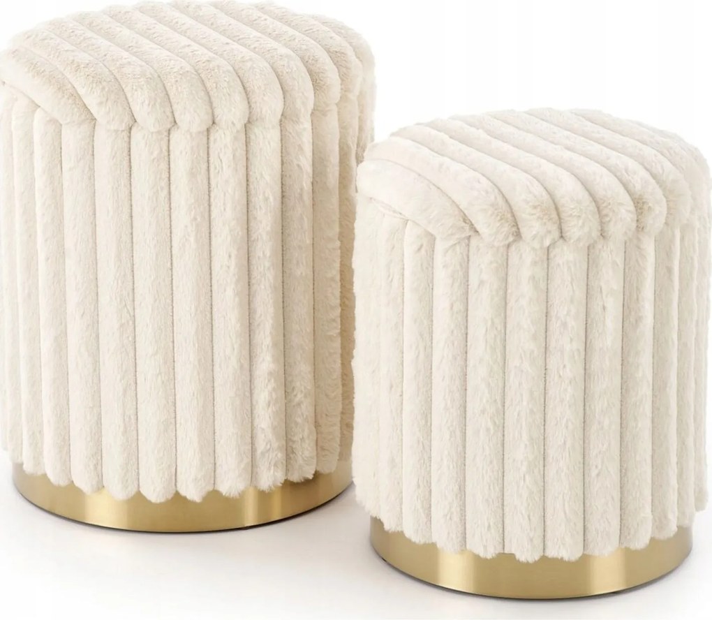 Nyitható puff szett kellemes anyagból Fido Halmar Krém szín