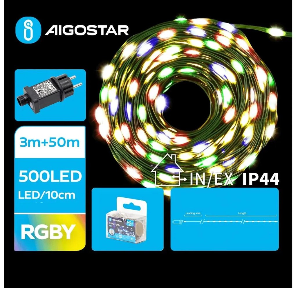 Aigostar - LED kültéri karácsonyi fényfüzér 500xLED/8 funkciós 53m IP44 többszínű