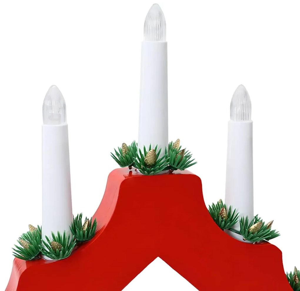 Karácsonyi gyertya híd Piros 39.5 x 5 x 29 cm Tömör fenyőfa