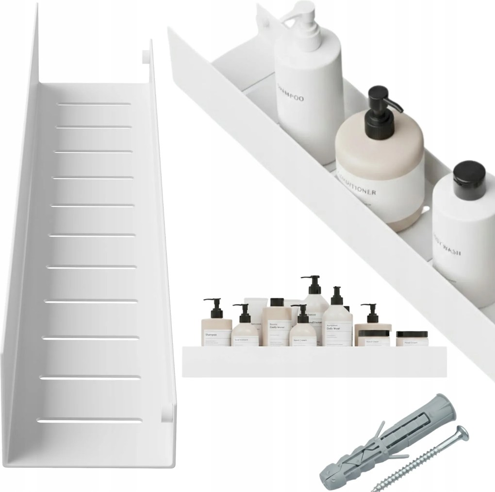 Fürdőszobai Zuhanypolc Fém Falra Akasztható Novaro Fehér 60