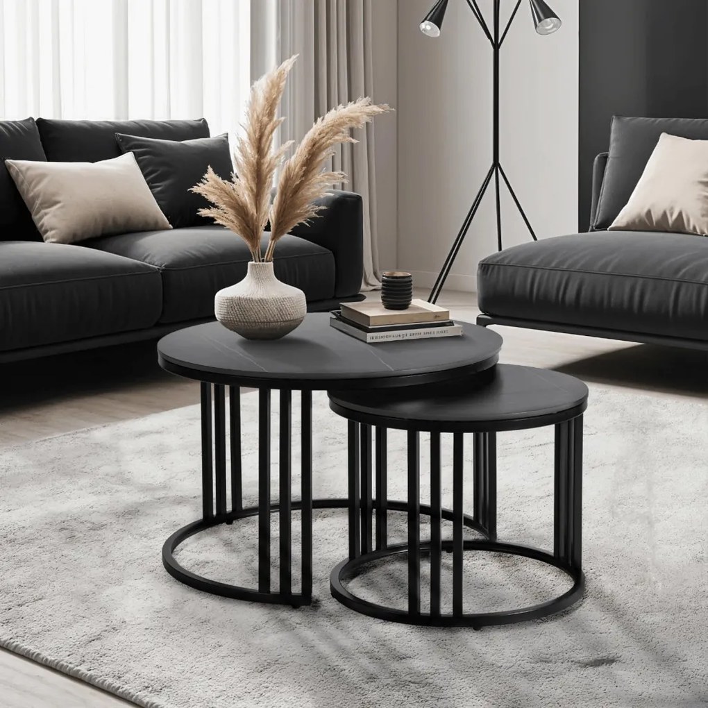 JERRY asztalszett, fekete márvány/fekete