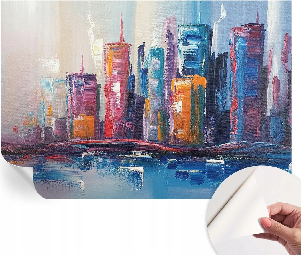 Fotótapéta Öntapadós Dekoratív tapéta Színes város 152x104 cm