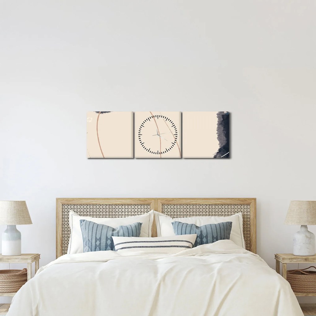 Kép - Bézs absztrakció (órával) (90x30 cm)