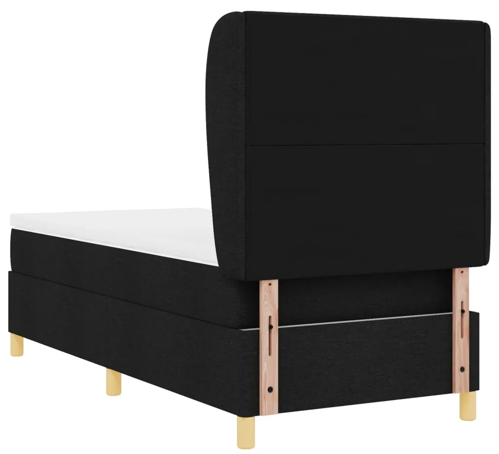 Boxspring Ágy Matrac Készlettel Fekete 90x200 cm Szövet