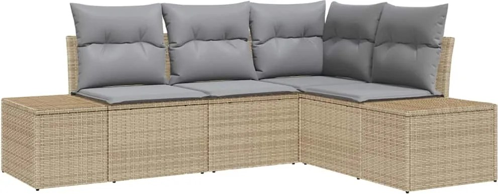 vidaXL Kerti Kanapé Szett 4 pcs Beige és Világosszürke polirattan