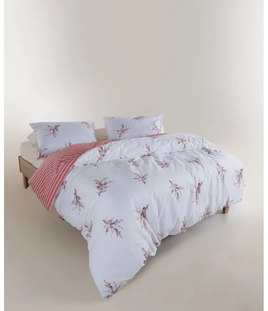 Fehér-rózsaszín egyszemélyes renforcé pamut ágyneműhuzat 140x200 cm Breeze Floral – Mila Home Luxury