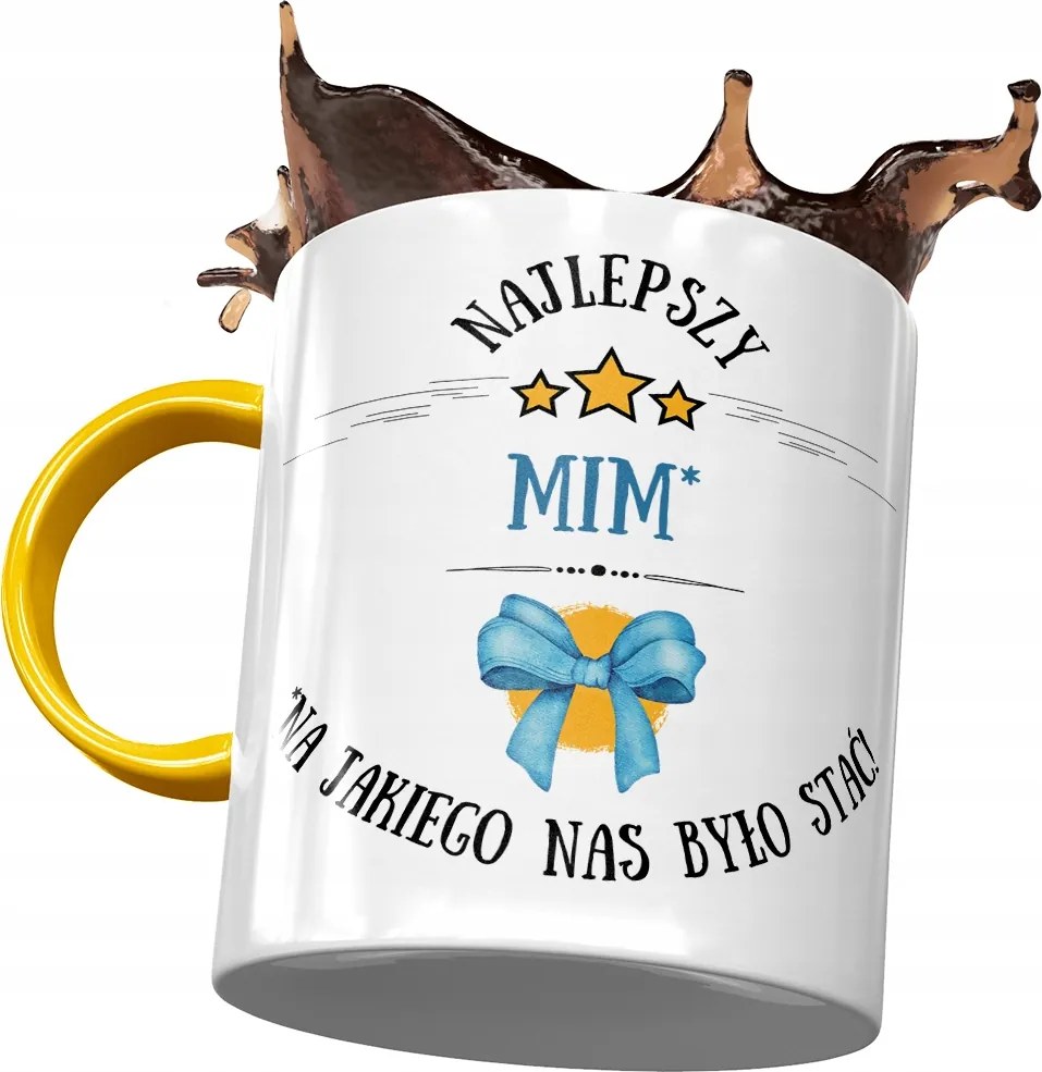 Sárga Bögre Mima Legjobb Mim Ajándék Nyomtatott Fotóval