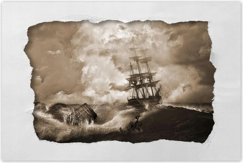 Poszterek 120x80 Vihar Tenger Hajó Tájkép