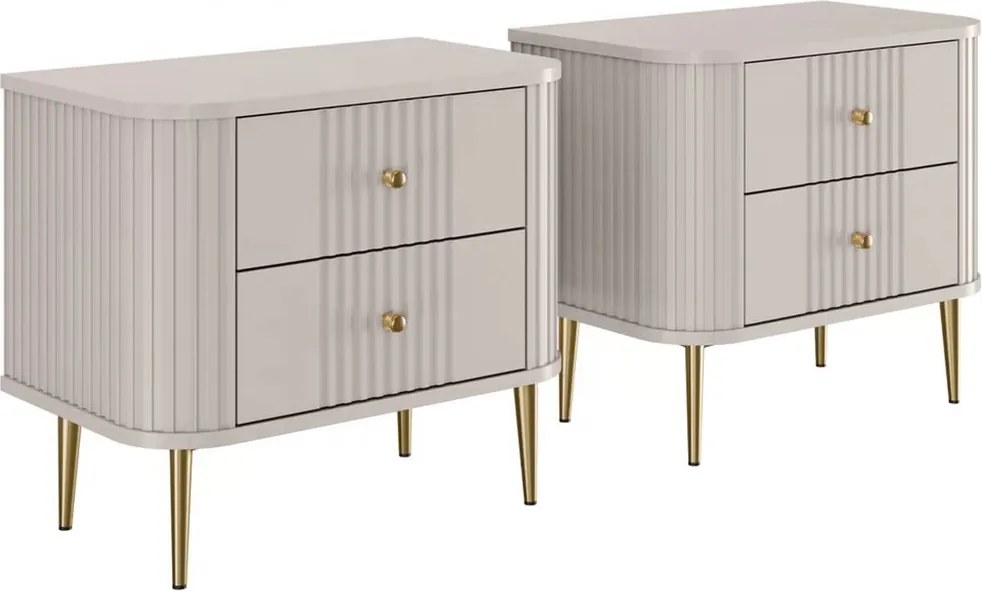 Vesper éjjeliszekrény szett 56 cm - kasmír / arany lábak