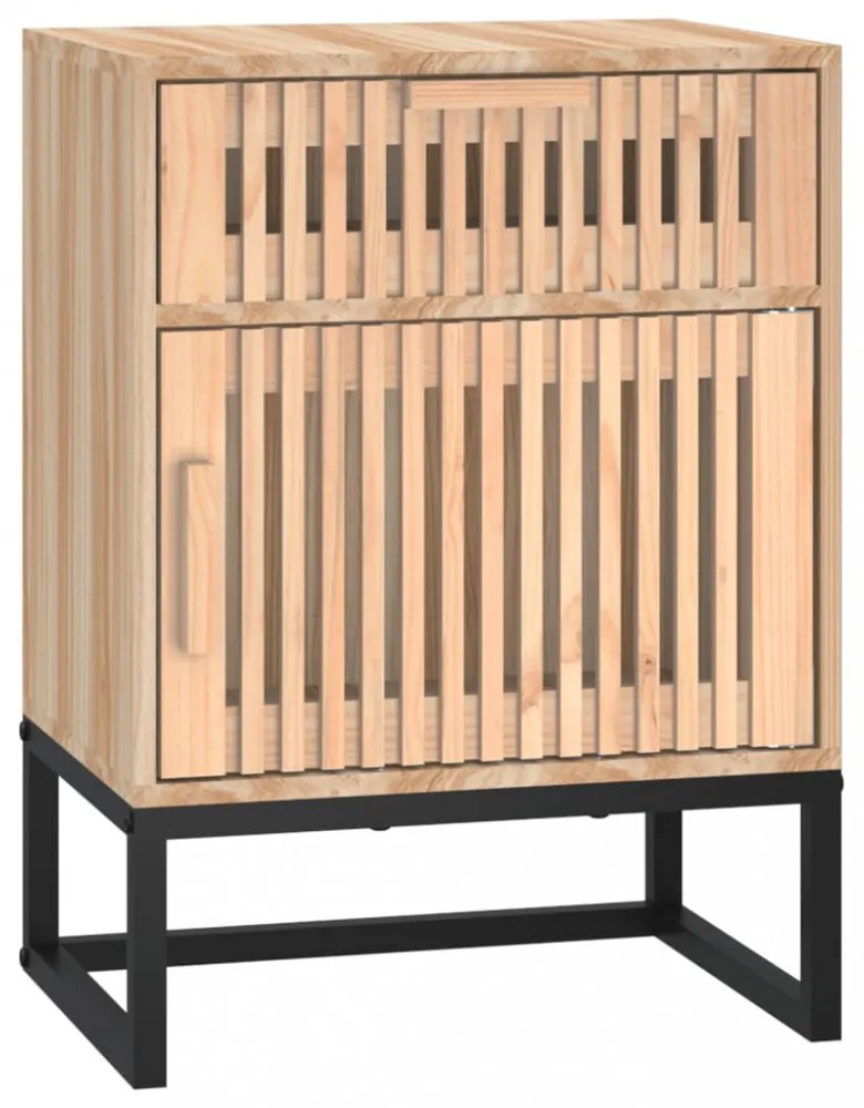2 db szerelt fa és vas éjjeliszekrény 40x30x55,5 cm