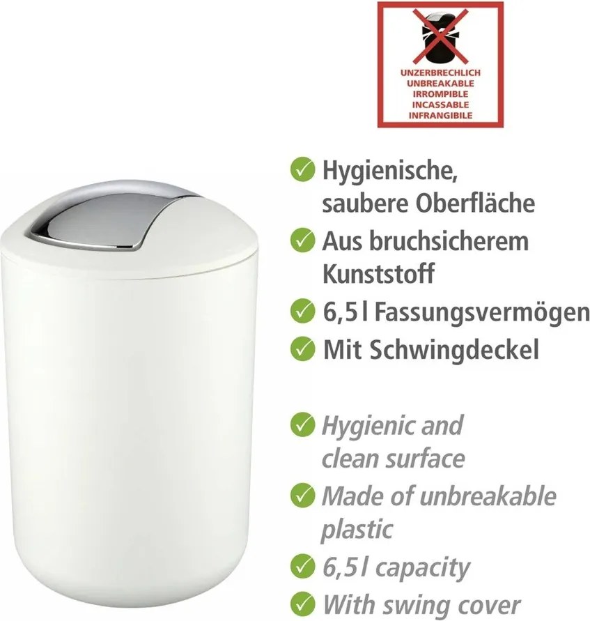 Fehér műanyag szemetes 6,5 l Brasil – Wenko
