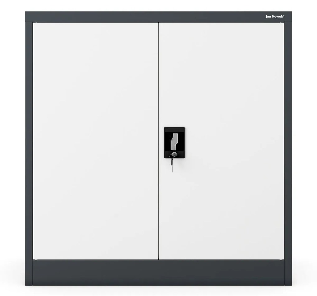 Alacsony fém irattartó szekrény BEATA, 900 x 930 x 400 mm, antracit-fehér