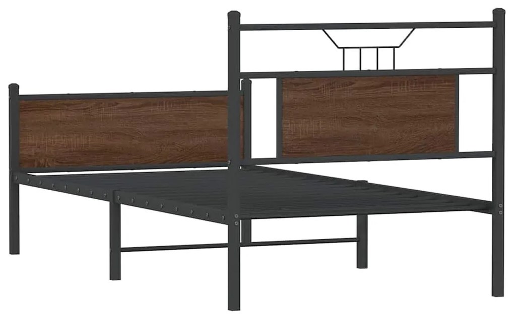 barna tölgy színű szerelt fa ágykeret matrac nélkül 80x200 cm