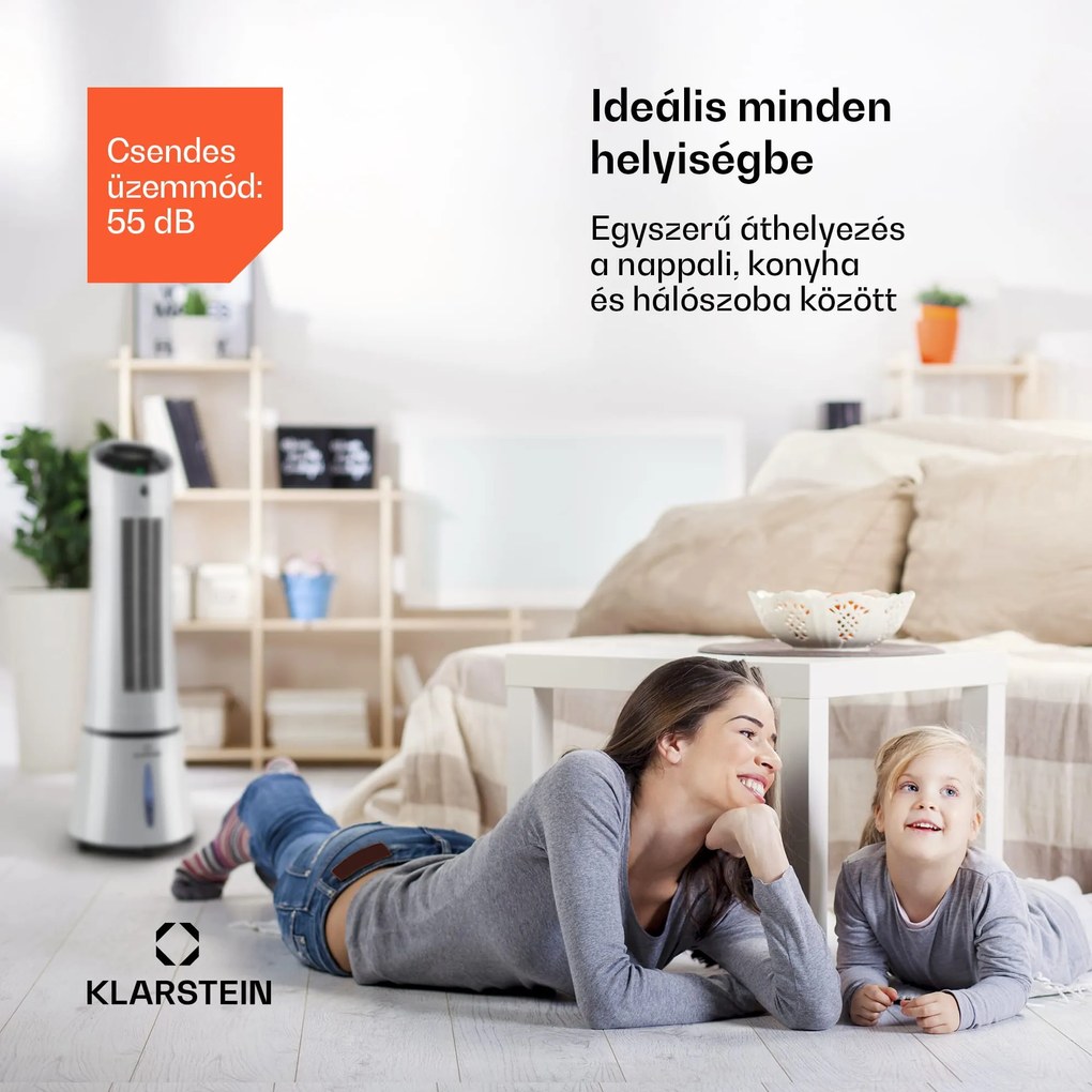 Klarstein Skyscraper Ice Smart, 4 az 1-ben, léghűtő és ventilátor, WiFi, 210m³/ó, távirányítóval