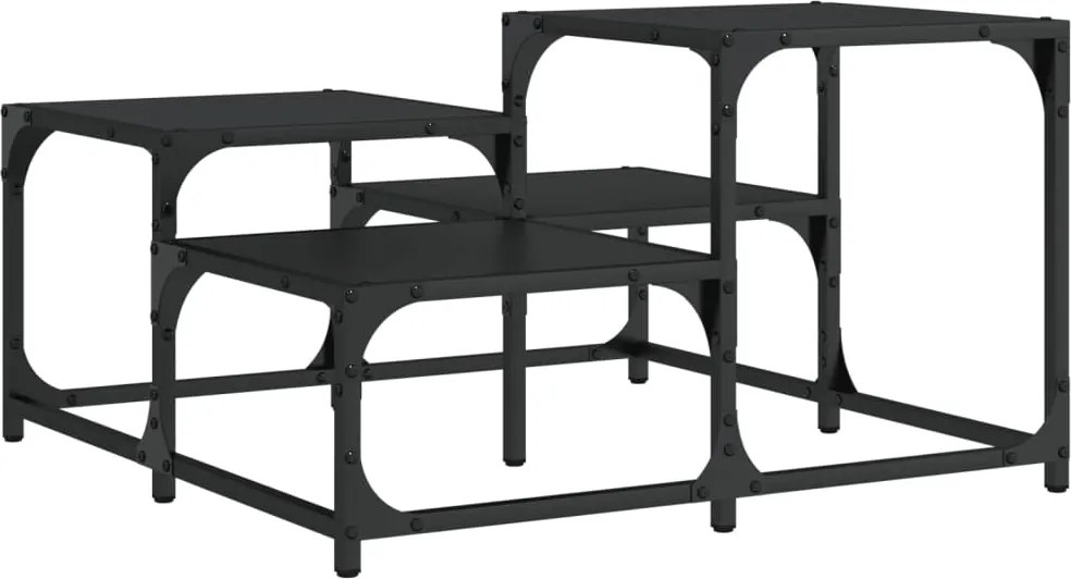 vidaXL fekete szerelt fa dohányzóasztal 68 x 68 x 40 cm