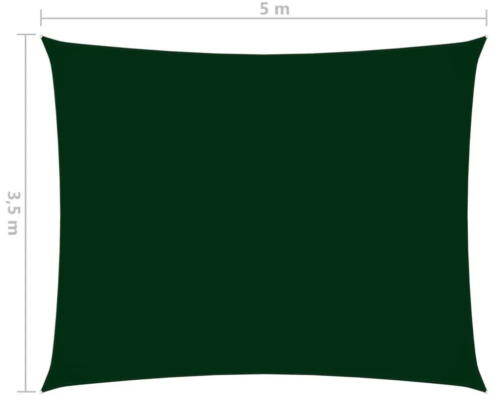 sötétzöld téglalap alakú oxford-szövet napvitorla 3,5 x 5 m
