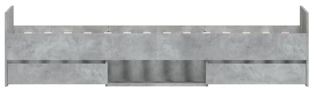 betonszürke ágykeret fej- és lábtámlával 90 x 200 cm
