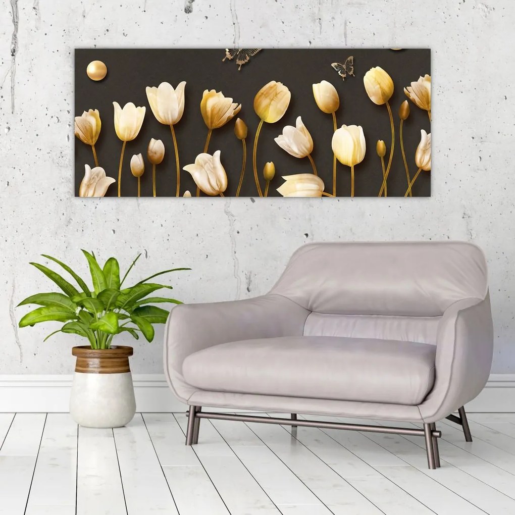 Kép - Tulipánok - absztrakt (120x50 cm)