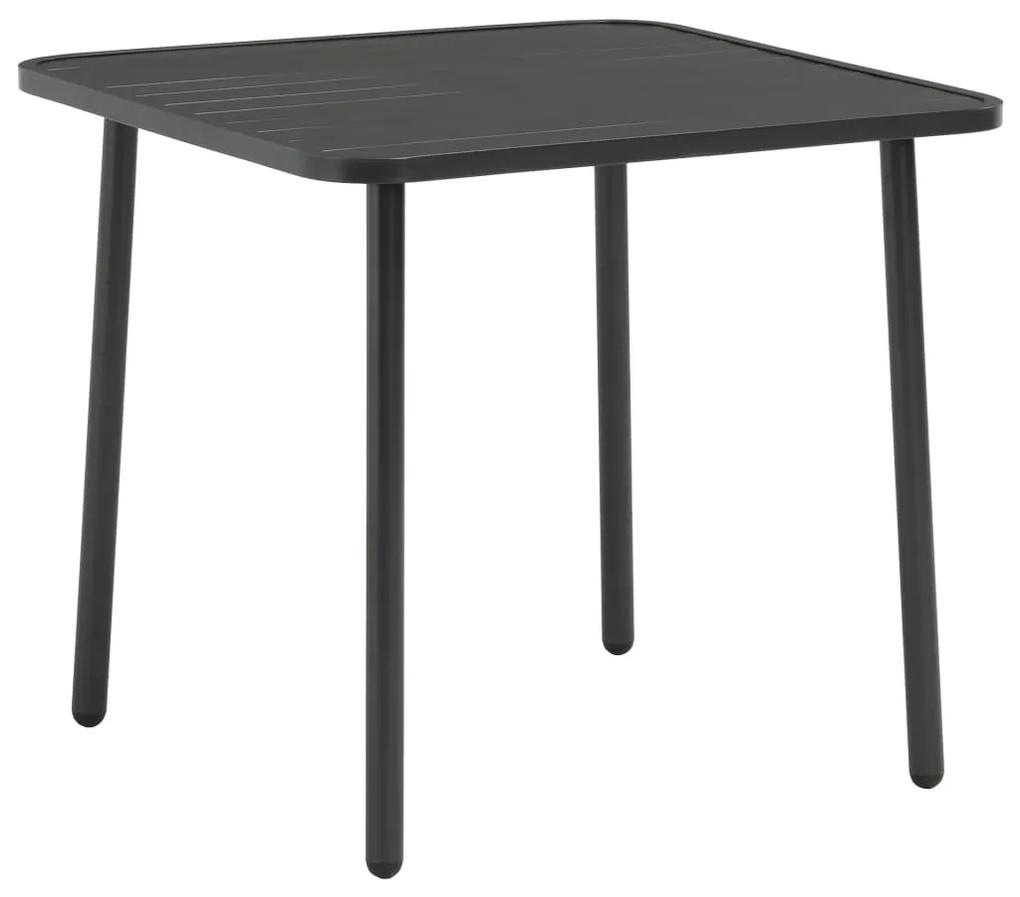 vidaXL sötétszürke acél kerti asztal 80 x 80 x 72 cm