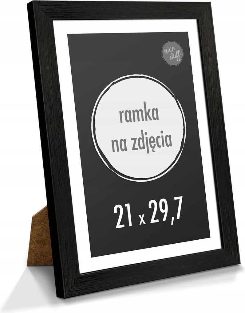 Képkeret 21x29,7 cm A4, tartóval, fekete