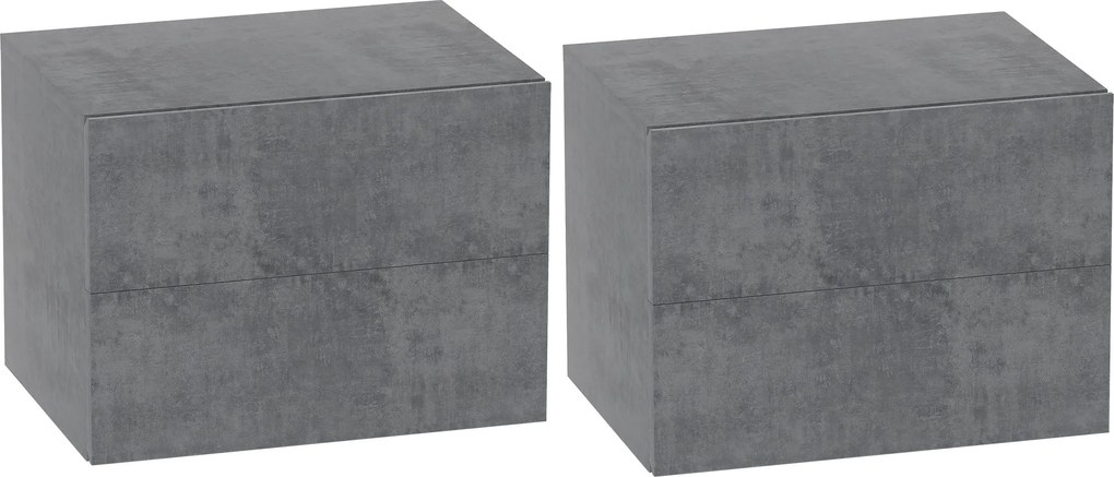 HOMCOM 2 db Fali Éjjeliszekrény 2 Fiókkal, Hálószobai Éjjeliszekrények, Helytakarékos Oldaltáblák Nappaliba, 40x29x30 cm, Szürke Csempe | Aosom